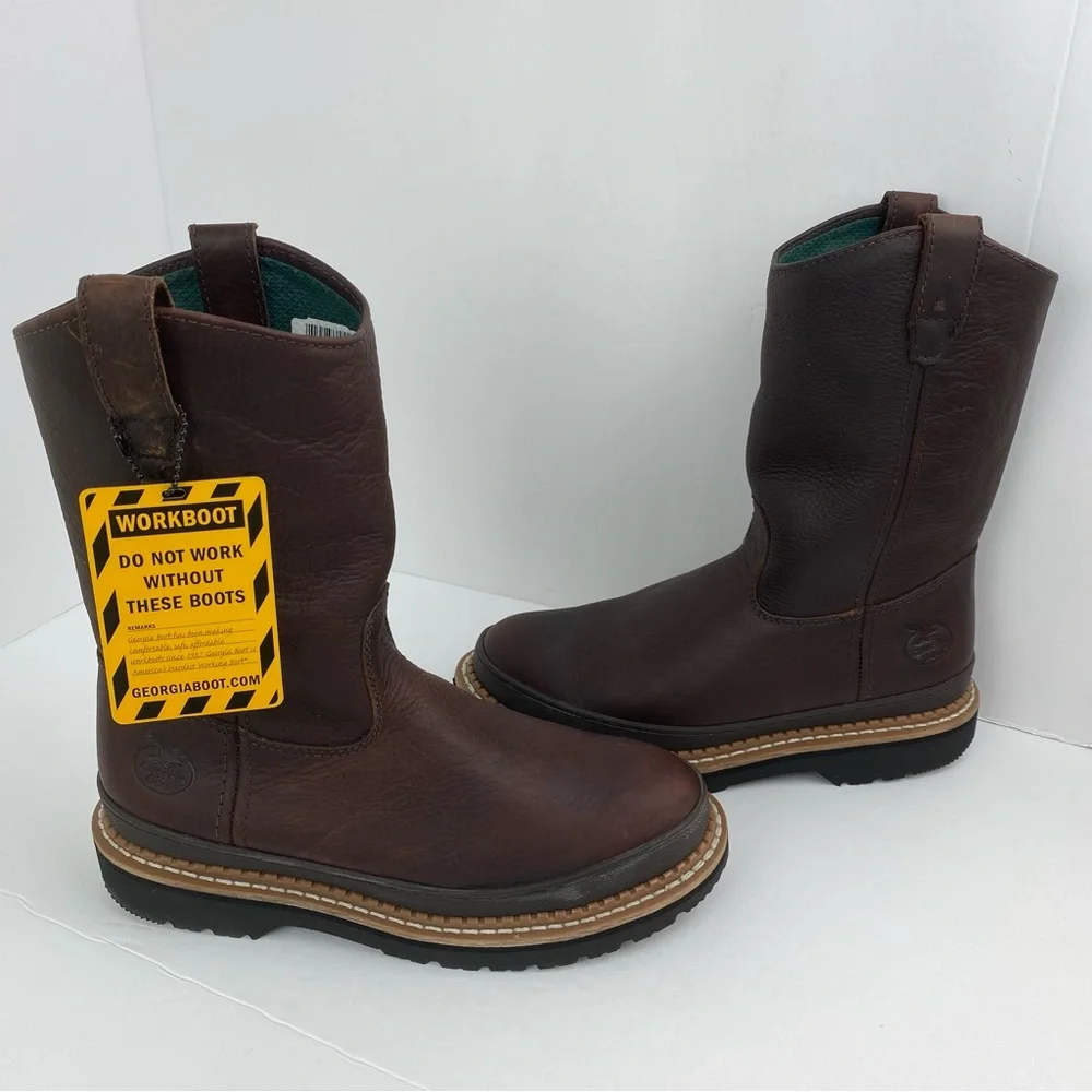 Georgia Boot size 8M Men’s Brown Leather Giant Steel Toe Work Boots